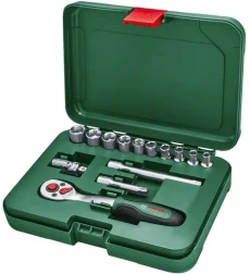 طقم لقم ربع بوصة 14 قطعة بوش Bosch مصنوع من فولاذ CrV للصيانة الميكانيكية والمنزلية.