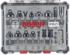 طقم بنط راوتر 6 ملى 15قطعة بوش Bosch بقطع كربيد للأعمال الخشبية.