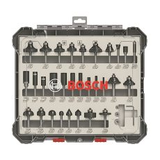 طقم بنط راوتر 6 مللى 30قطعة بوش Bosch في حقيبة ToughBox الشفافة للأعمال الخشبية.