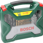 طقم بنط 70 قطعة شنطة بلاستك بوش Bosch X-Line مطلية بالتيتانيوم.