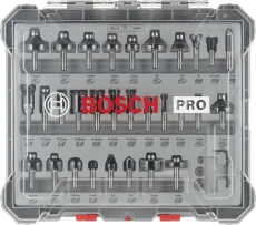 طقم بنط راوتر 8 ملى 30 قطعة بوش Bosch في حقيبة التخزين الشفافة ToughBox.